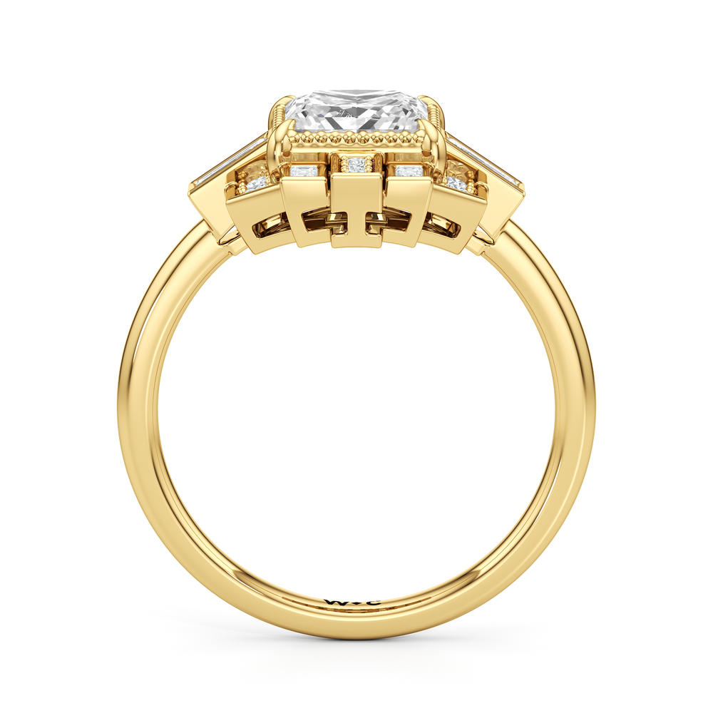 The Gatsby Ring with Princess Cut Diamond in 14KT Yellow Gold view 3
