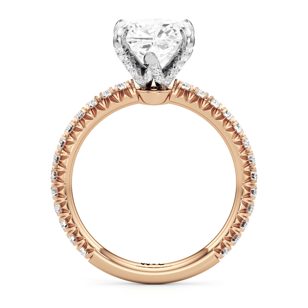 Cushion Cut The W Icon Engagement Ring with Lab Grown Diamond in 14KT Rose Gold & Platinum view 2
