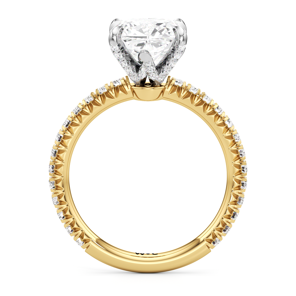 Cushion Cut The W Icon Engagement Ring with Lab Grown Diamond in 14KT Yellow Gold & Platinum view 2
