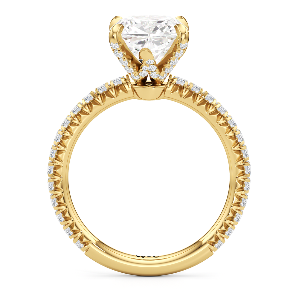 Cushion Cut The W Icon Engagement Ring with Lab Grown Diamond in 14KT Yellow Gold view 2
