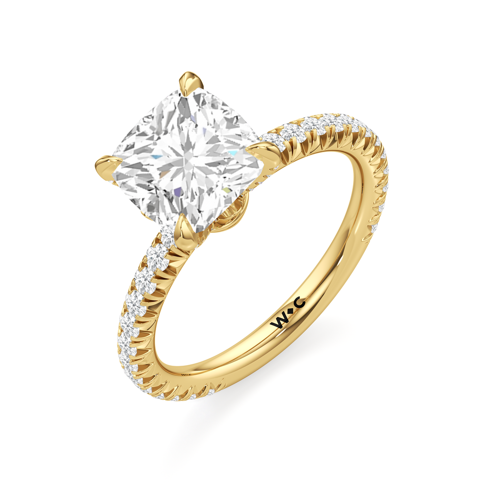 Cushion Cut The W Icon Engagement Ring with Lab Grown Diamond in 14KT Yellow Gold view 3
