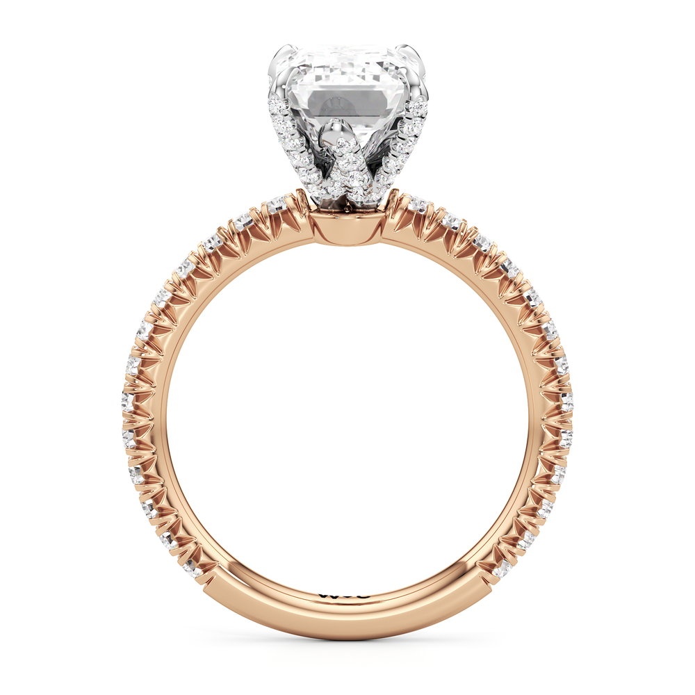 Emerald Cut The W Icon Engagement Ring with Lab Grown Diamond in 14KT Rose Gold & Platinum view 2
