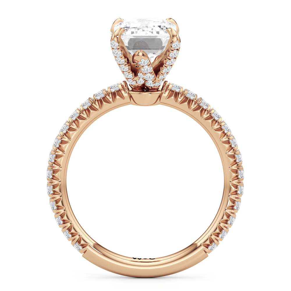Emerald Cut The W Icon Engagement Ring with Lab Grown Diamond in 14KT Rose Gold view 2
