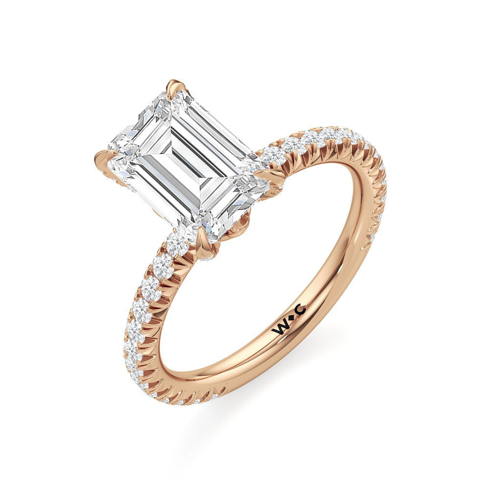 Emerald Cut The W Icon Engagement Ring with Lab Grown Diamond in 14KT Rose Gold view 3
