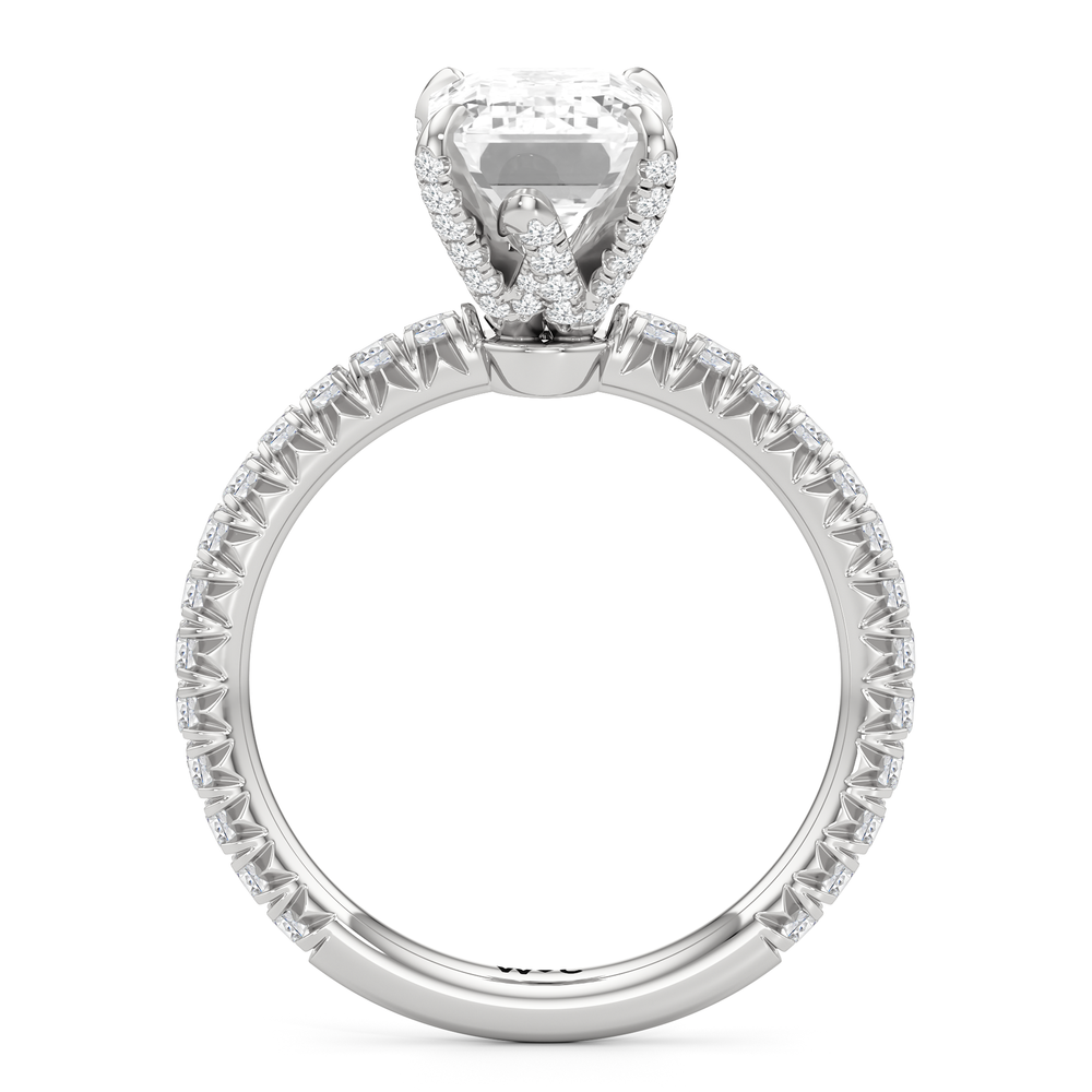 Emerald Cut The W Icon Engagement Ring with Lab Grown Diamond in 14KT Platinum view 2

