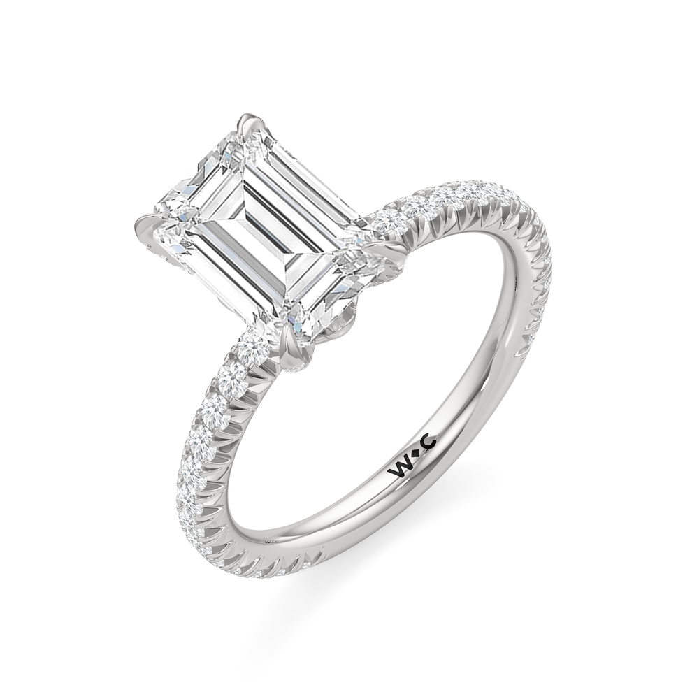 Emerald Cut The W Icon Engagement Ring with Lab Grown Diamond in 14KT Platinum view 3
