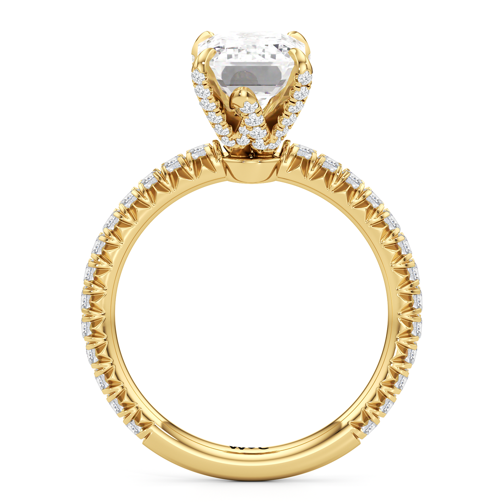 Emerald Cut The W Icon Engagement Ring with Lab Grown Diamond in 14KT Yellow Gold view 2
