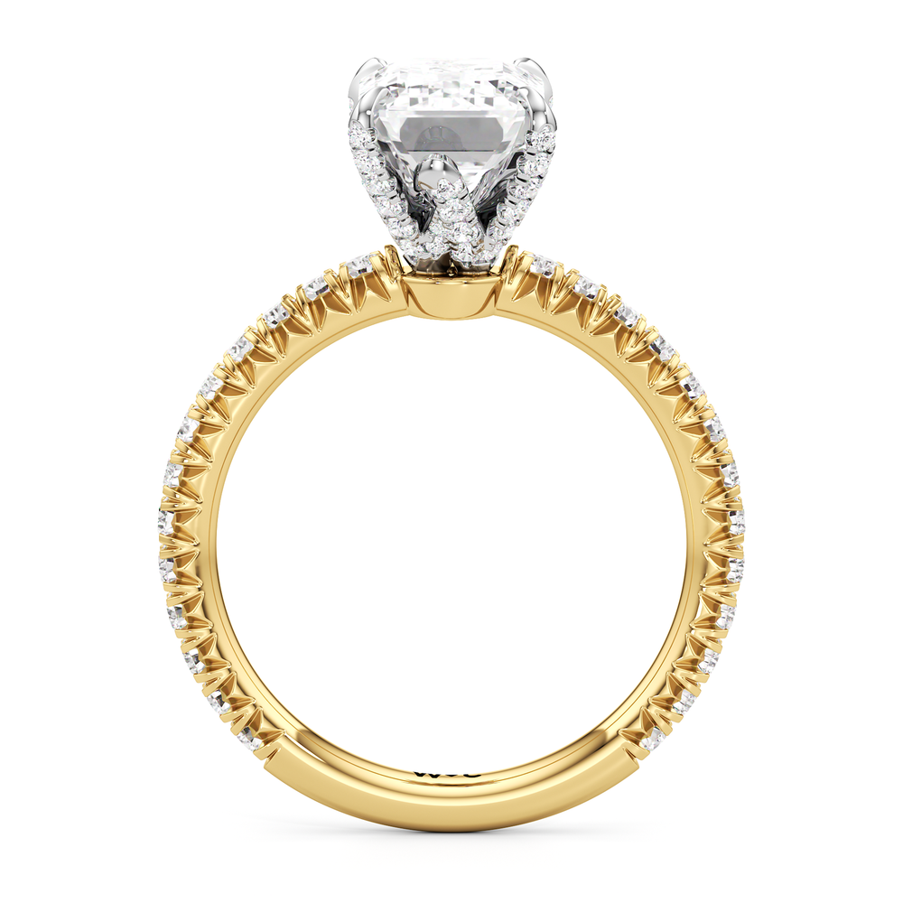 Emerald Cut The W Icon Engagement Ring with Lab Grown Diamond in 14KT Yellow Gold & Platinum view 2
