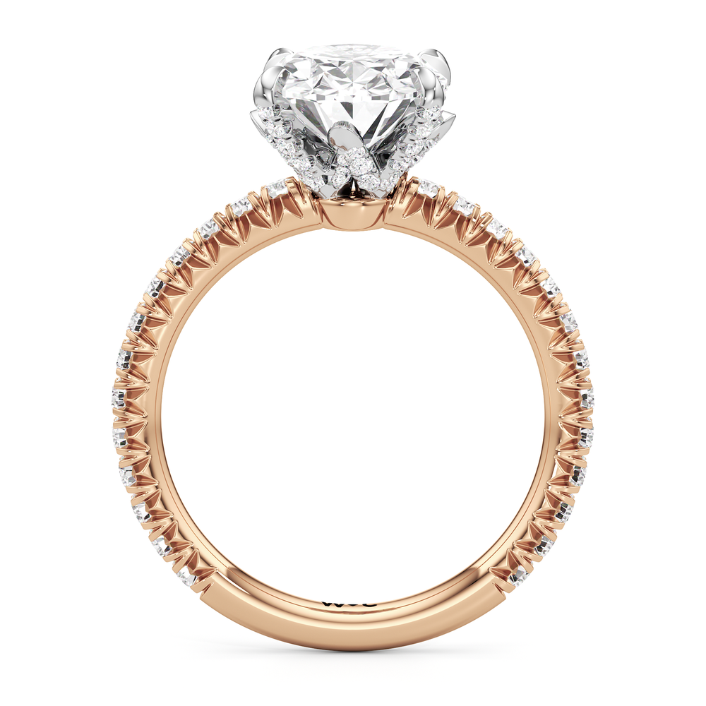 Oval Cut The W Icon Engagement Ring with Lab Grown Diamond in 14KT Rose Gold & Platinum view 2
