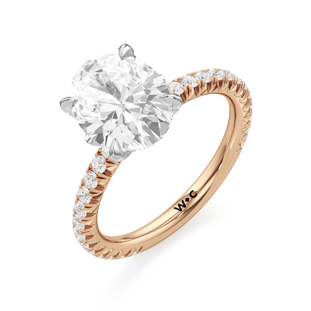 Oval Cut The W Icon Engagement Ring with Lab Grown Diamond in 14KT Rose Gold & Platinum view 3
