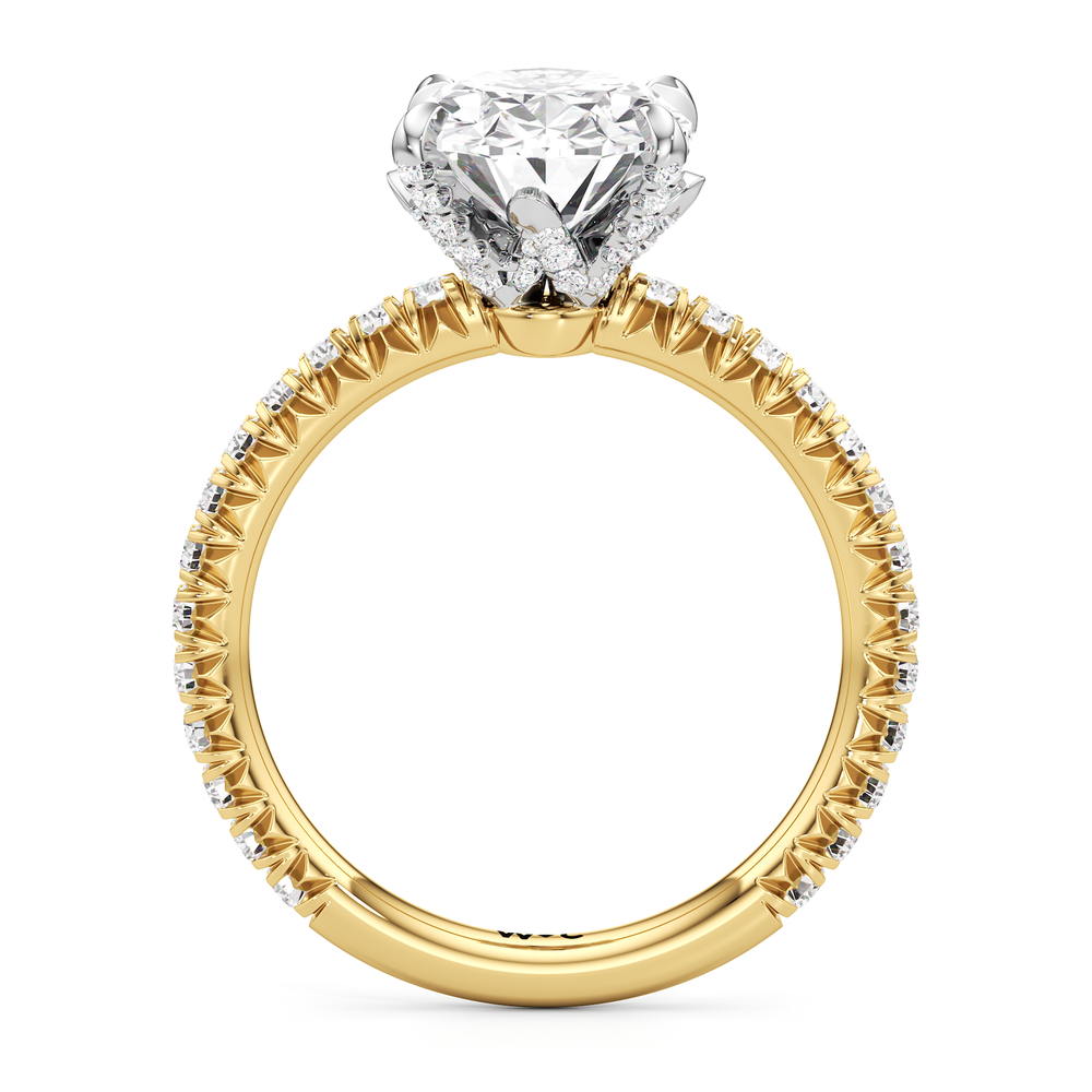Oval Cut The W Icon Engagement Ring with Lab Grown Diamond in 14KT Yellow Gold & Platinum view 2
