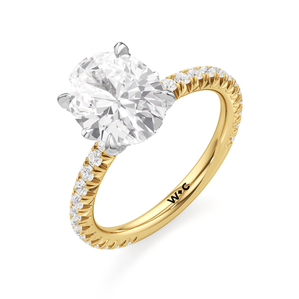 Oval Cut The W Icon Engagement Ring with Lab Grown Diamond in 14KT Yellow Gold & Platinum view 3
