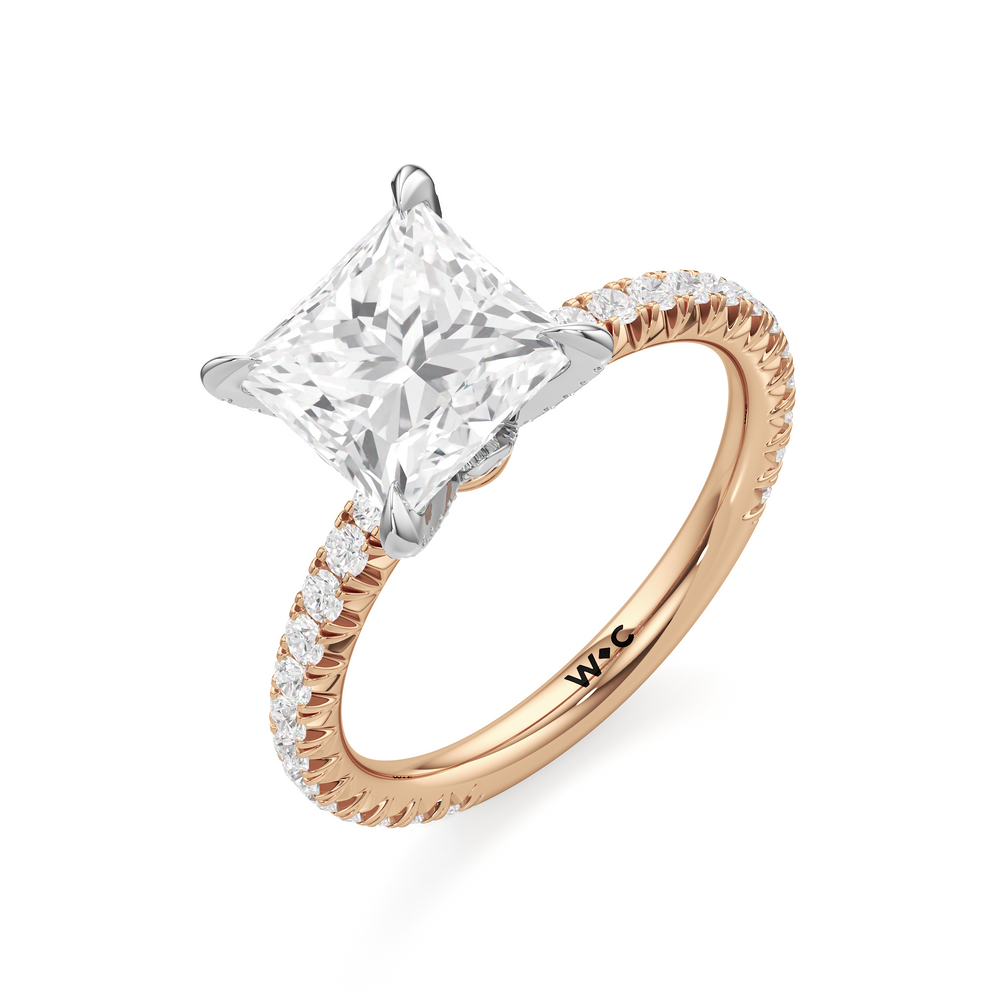 Princess Cut The W Icon Engagement Ring with Lab Grown Diamond in 14KT Rose Gold & Platinum view 3
