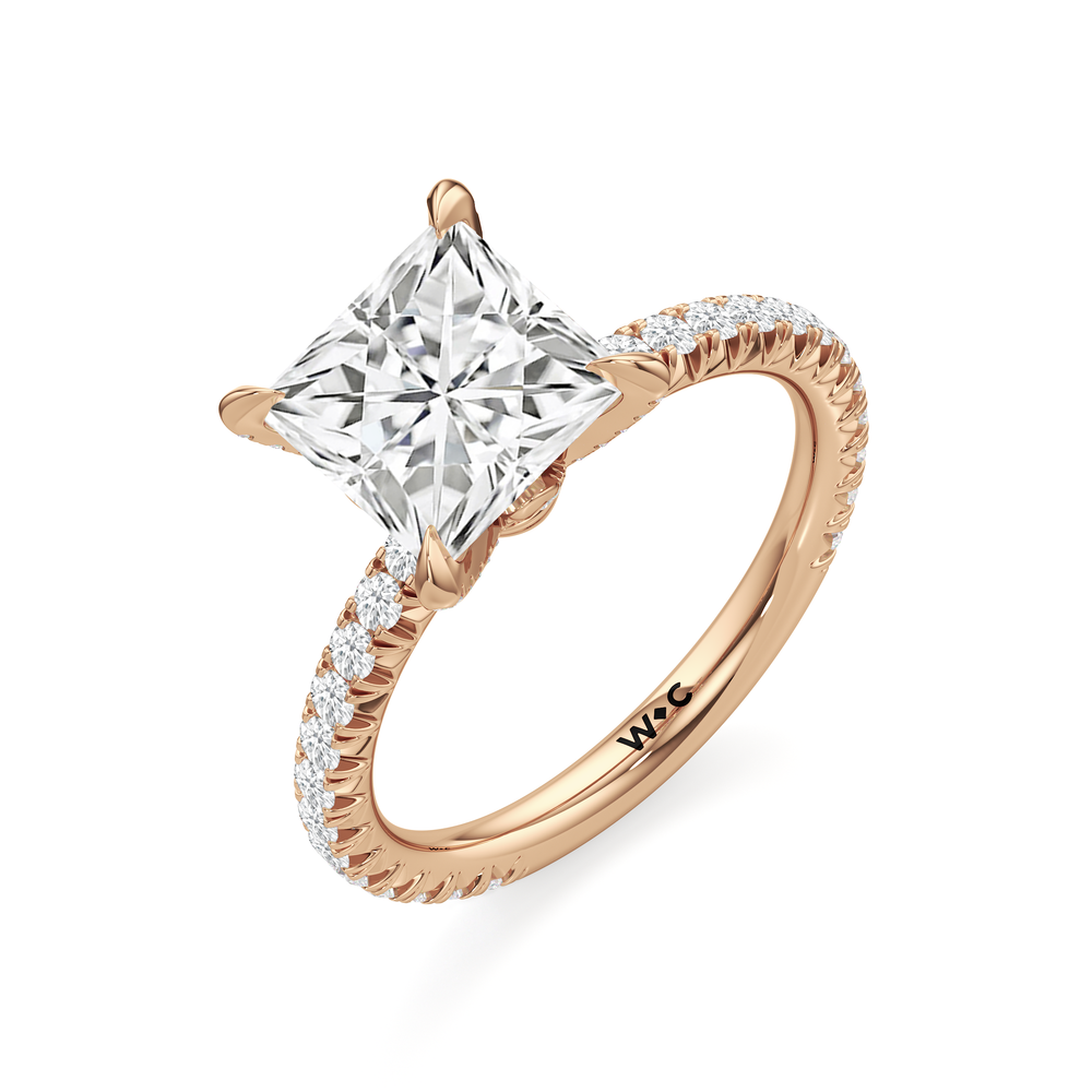 Princess Cut The W Icon Engagement Ring with Lab Grown Diamond in 14KT Rose Gold view 3

