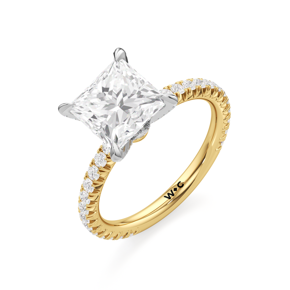 Princess Cut The W Icon Engagement Ring with Lab Grown Diamond in 14KT Yellow Gold & Platinum view 3
