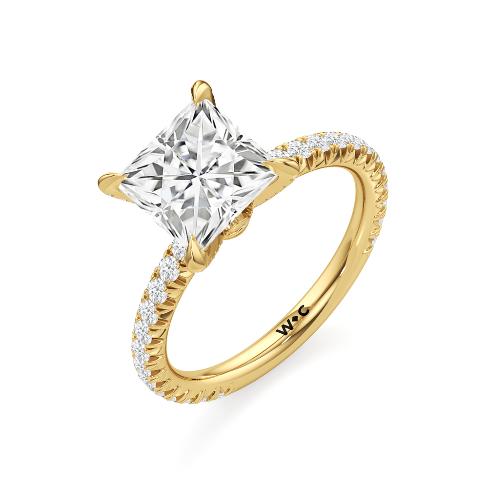 Princess Cut The W Icon Engagement Ring with Lab Grown Diamond in 14KT Yellow Gold view 3

