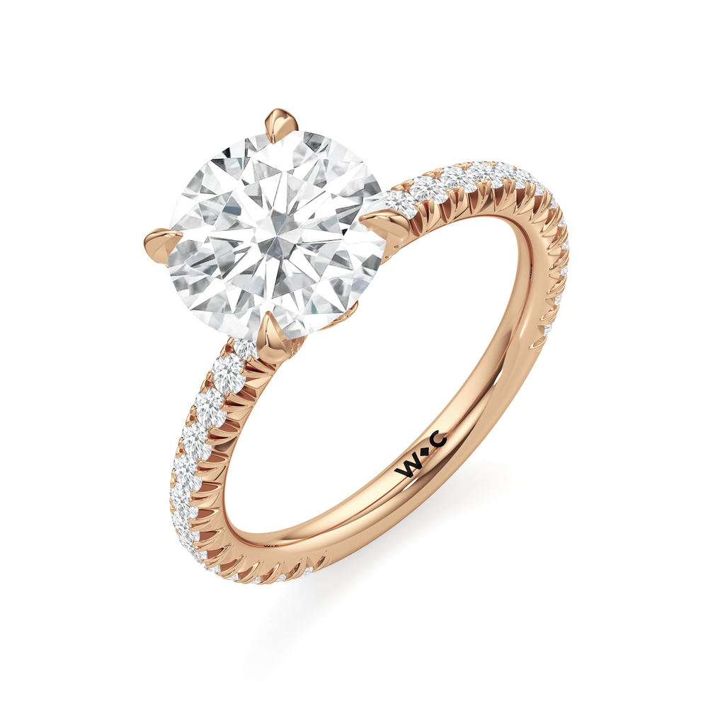 Round Cut The W Icon Engagement Ring with Lab Grown Diamond in 14KT Rose Gold view 3
