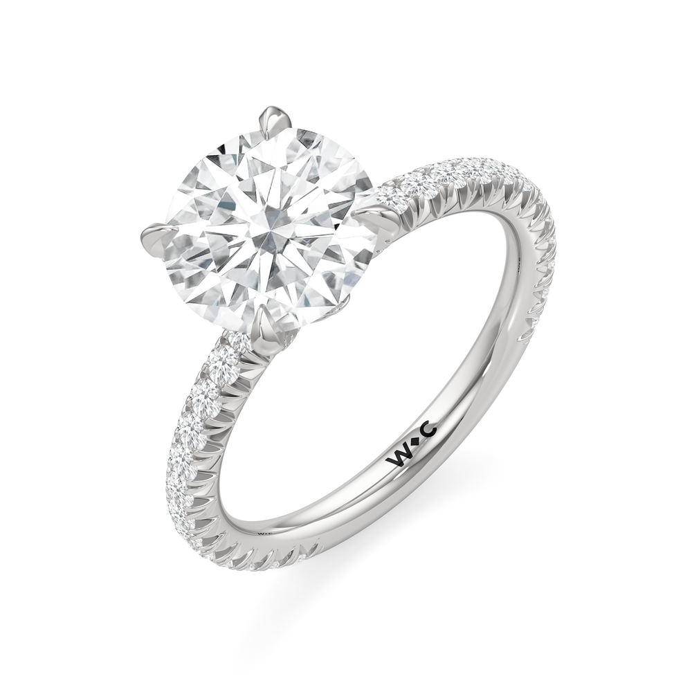 Round Cut The W Icon Engagement Ring with Lab Grown Diamond in 14KT Platinum view 4
