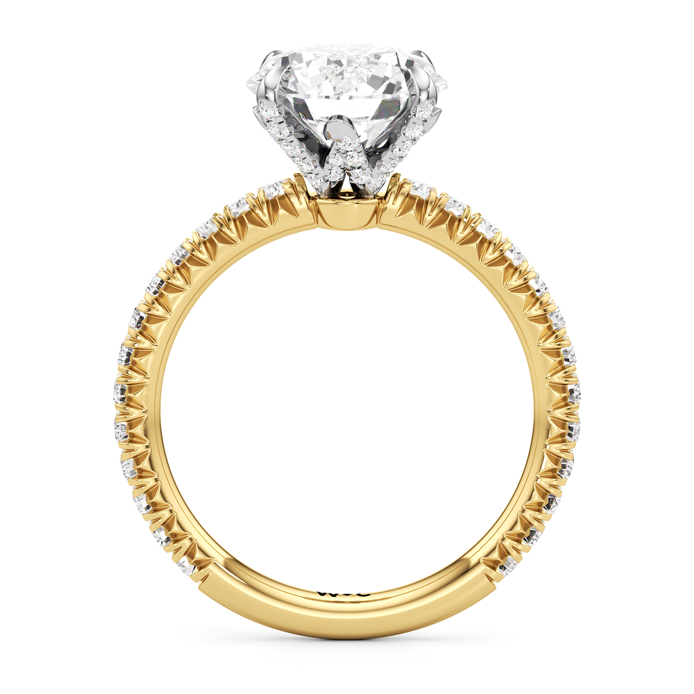 Round Cut The W Icon Engagement Ring with Lab Grown Diamond in 14KT Yellow Gold & Platinum view 3
