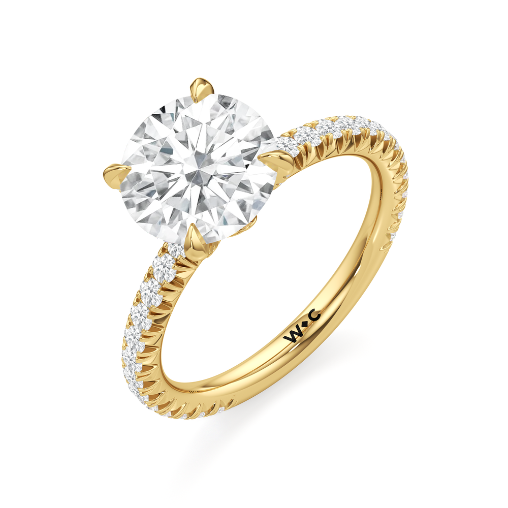 Round Cut The W Icon Engagement Ring with Lab Grown Diamond in 14KT Yellow Gold view 3
