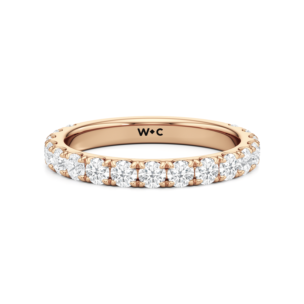 Élan Hidden Halo Diamond Wedding Band with 18KT Rose Gold Cut Diamond in 14KT Rose Gold view 1
