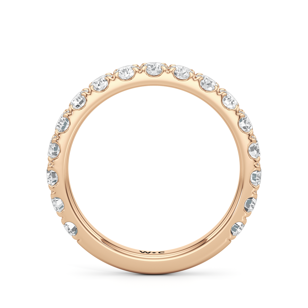 Élan Hidden Halo Diamond Wedding Band with 18KT Rose Gold Cut Diamond in 14KT Rose Gold view 2
