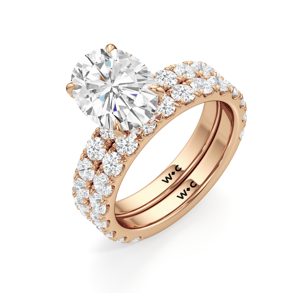 Élan Hidden Halo Engagement Ring with Emerald Cut Diamond in 14KT Rose Gold view 4
