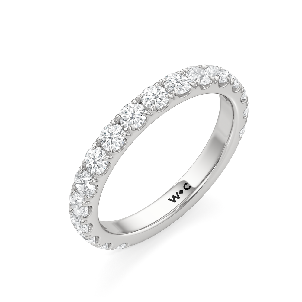 Élan Hidden Halo Diamond Wedding Band with Platinum Cut Diamond in 14KT Platinum view 4
