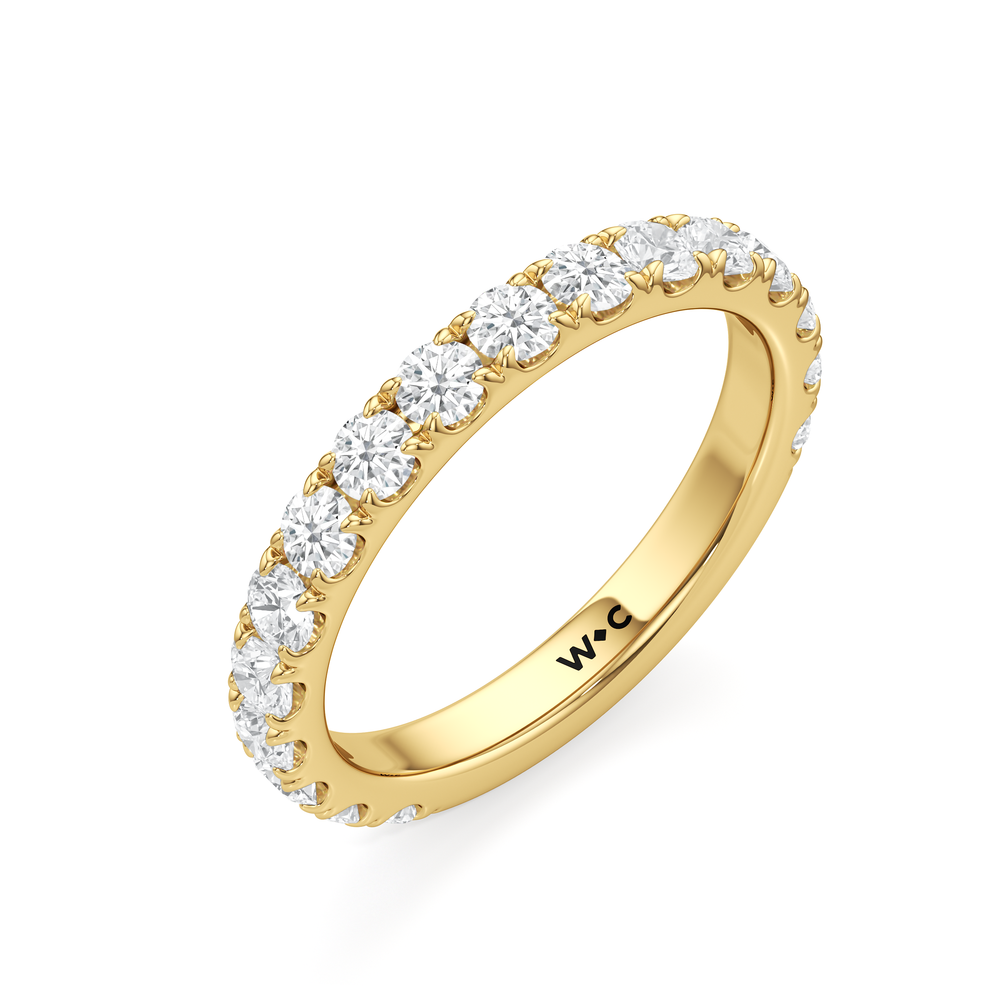 Élan Hidden Halo Diamond Wedding Band with 18KT Yellow Gold Cut Diamond in 14KT Yellow Gold view 4
