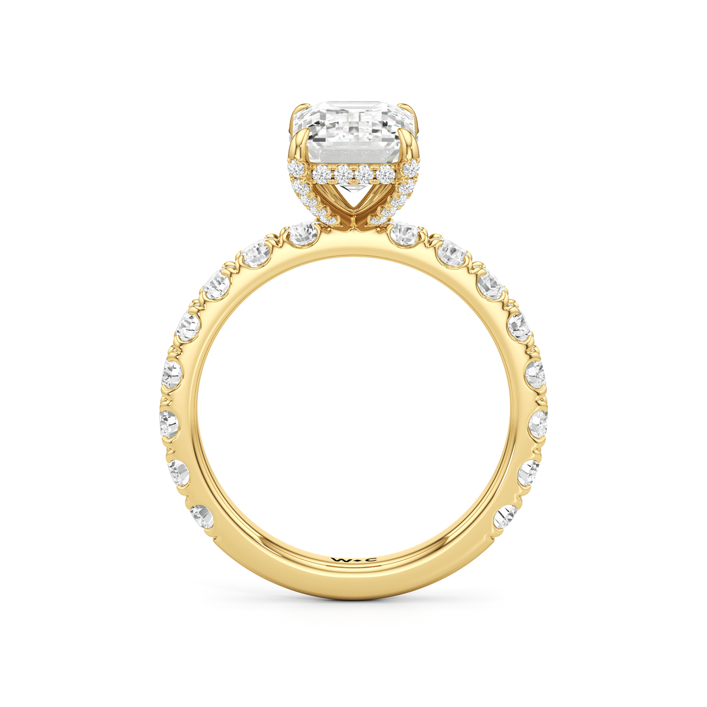 Élan Hidden Halo Engagement Ring with Emerald Cut Diamond in 14KT Yellow Gold view 2
