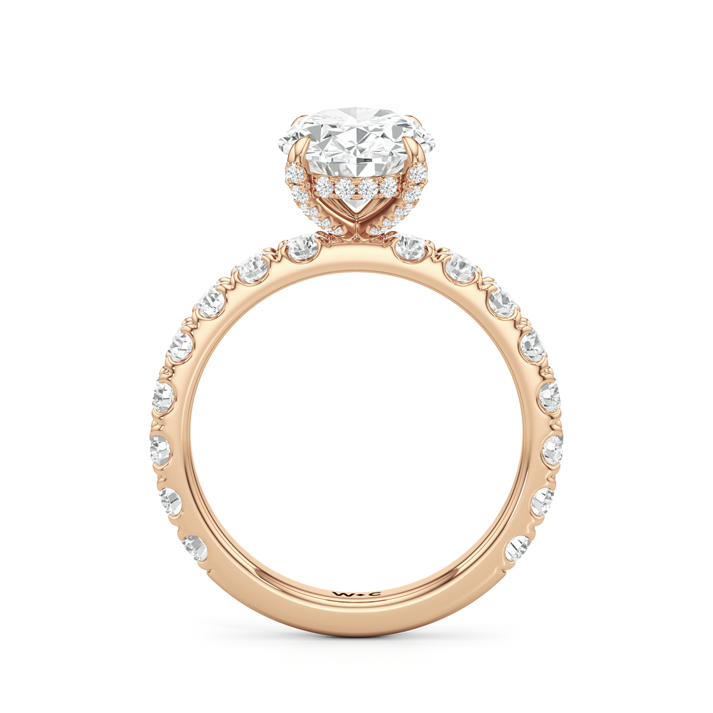 Élan Hidden Halo Engagement Ring with Oval Cut Diamond in 14KT Rose Gold view 2
