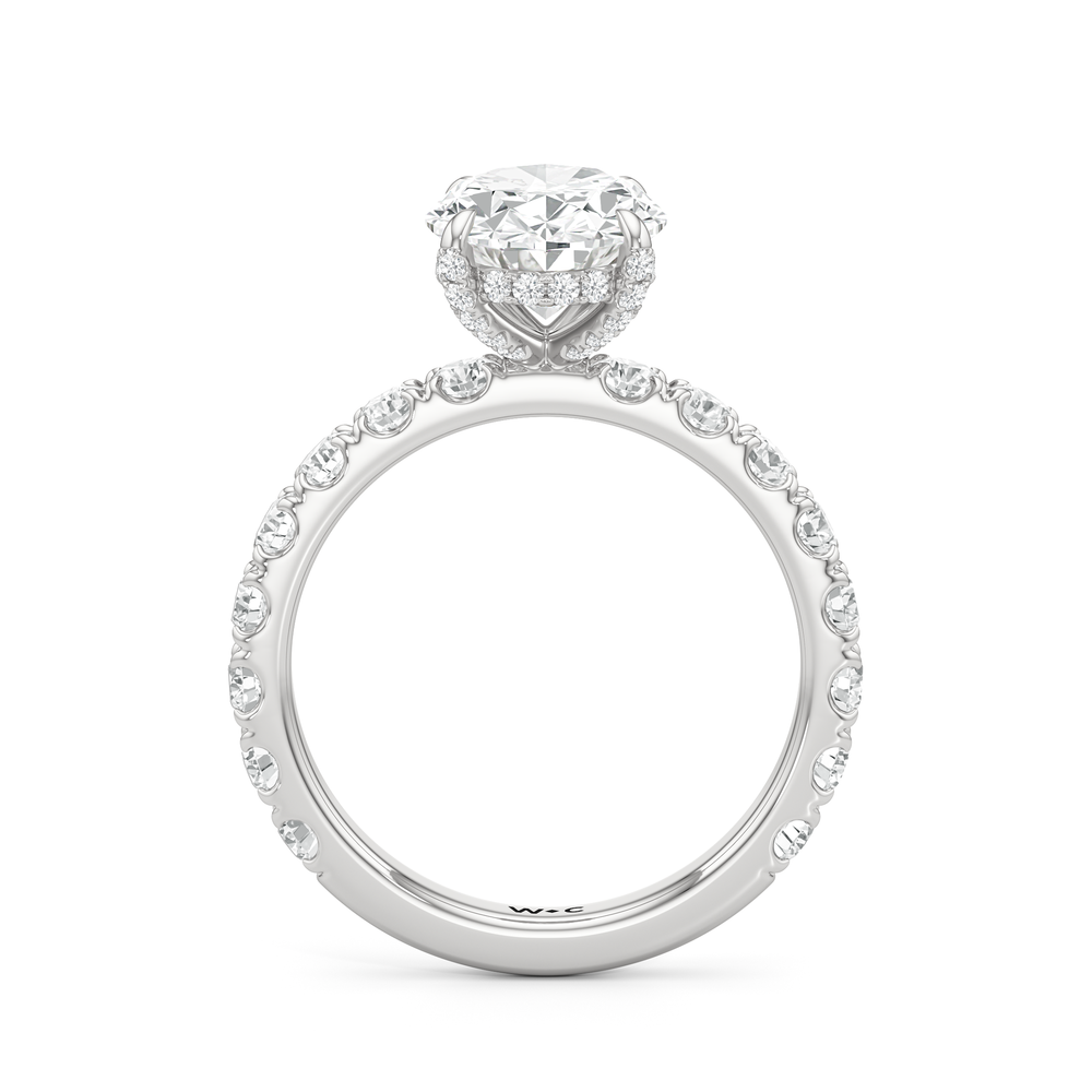 4.02ct Oval Élan Hidden Halo Lab Diamond Engagement Ring with 5 1/4 Cut Diamond in 14KT Oval view 2
