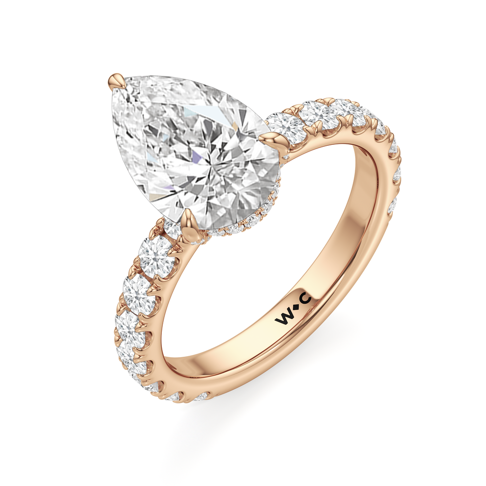 Élan Hidden Halo Engagement Ring with Pear Cut Diamond in 14KT Rose Gold view 3
