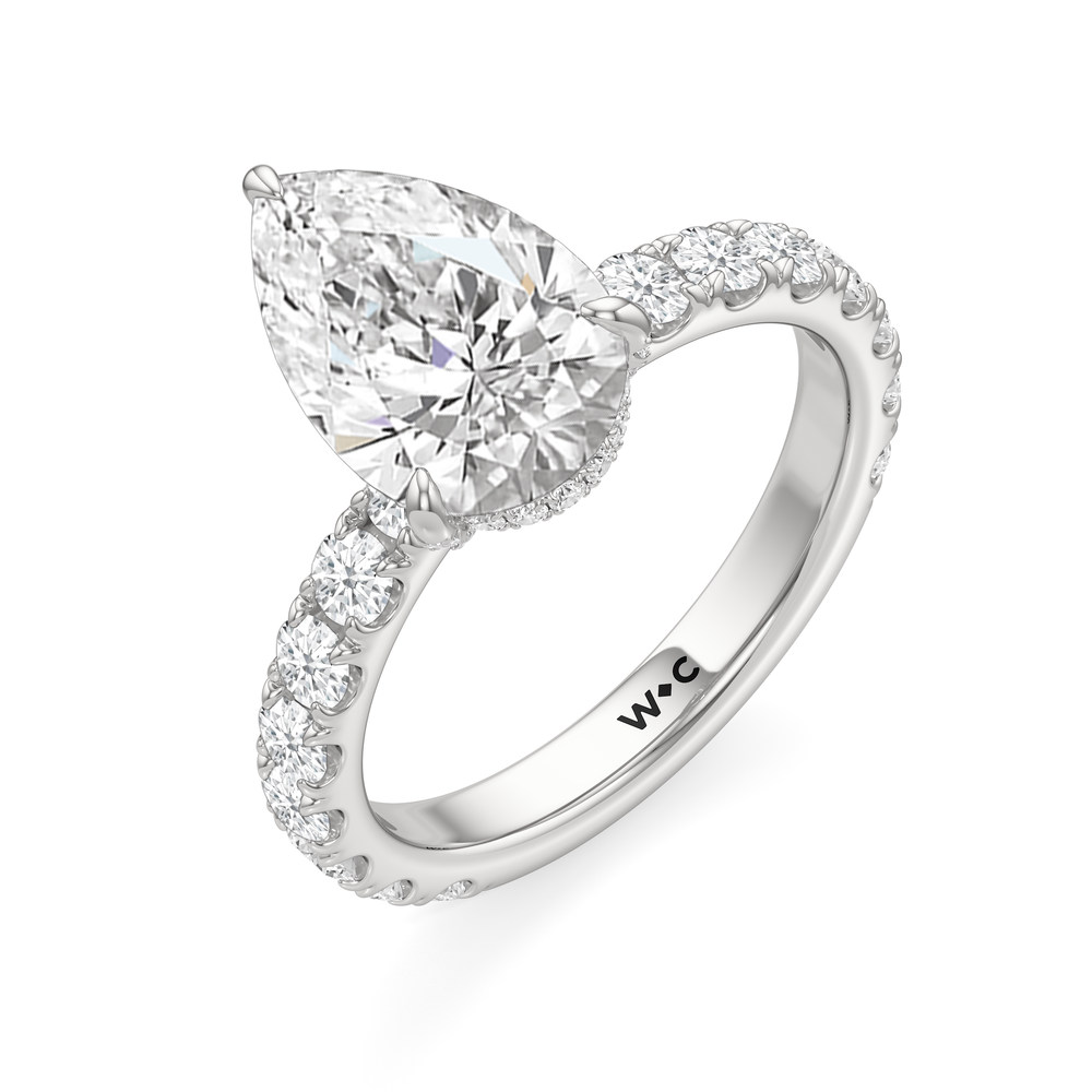 Élan Hidden Halo Engagement Ring with Pear Cut Diamond in 14KT Platinum view 3
