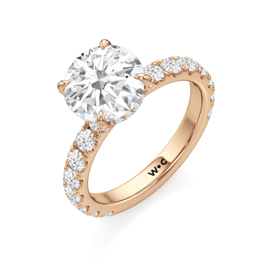 Élan Hidden Halo Engagement Ring with Round Cut Diamond in 14KT Rose Gold view 3

