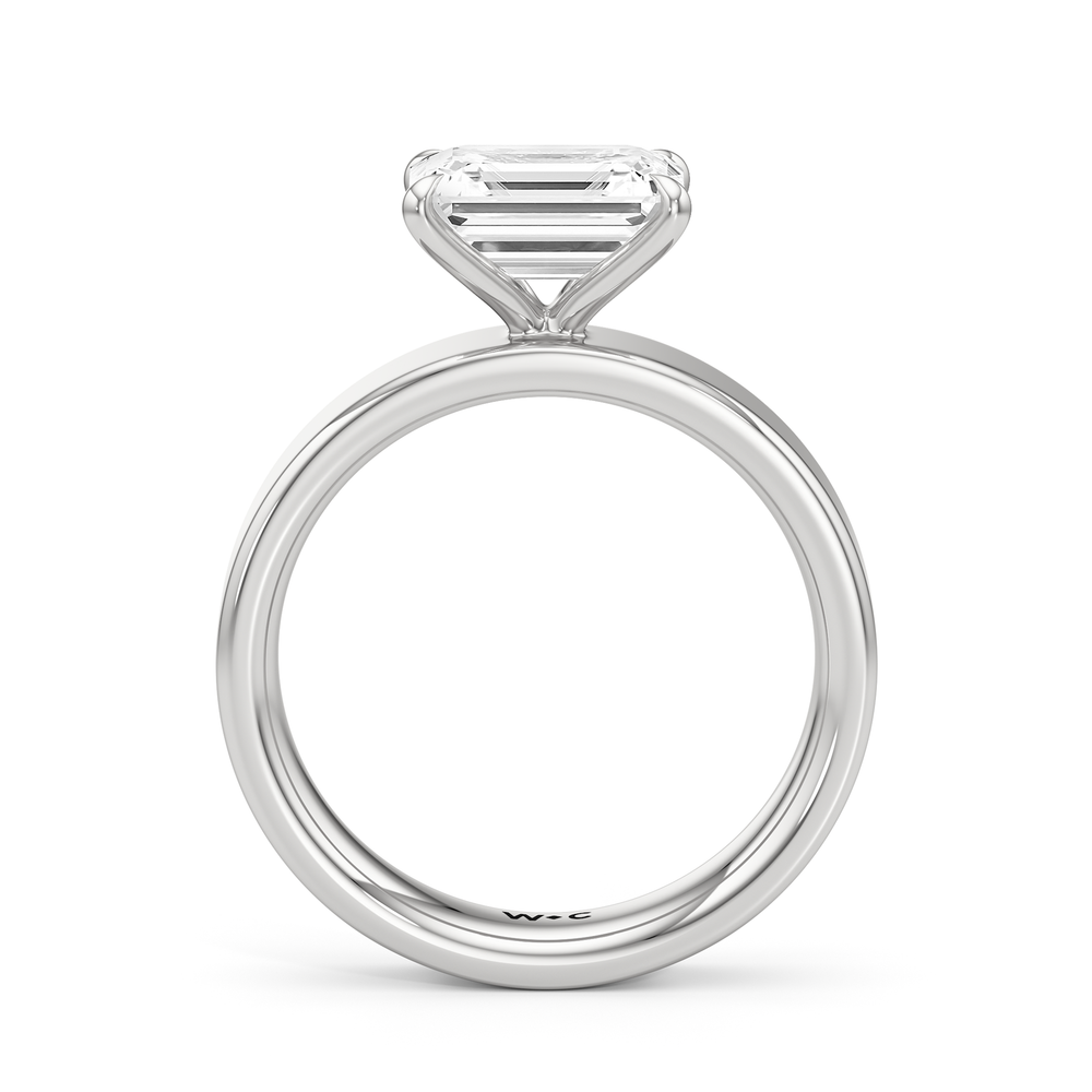 Aurora Wide Band Engagement Ring with West Emerald Cut Diamond in 14KT Platinum view 2

