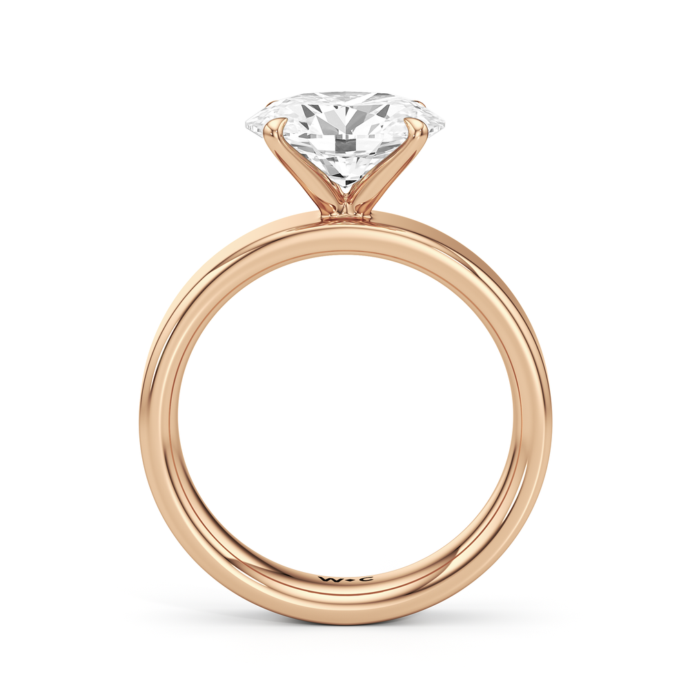 Aurora Wide Band Engagement Ring with West Oval Cut Diamond in 14KT Rose Gold view 2
