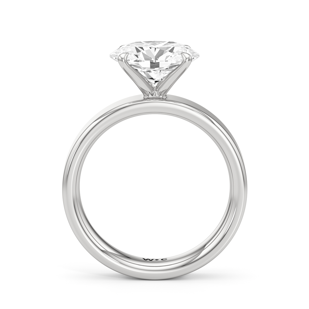 Aurora Wide Band Engagement Ring with West Oval Cut Diamond in 14KT Platinum view 2
