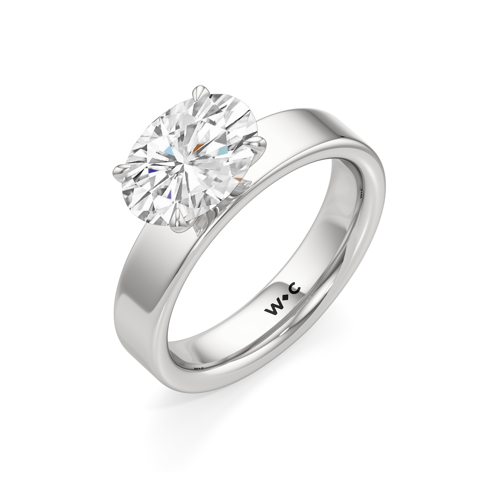 Aurora Wide Band Engagement Ring with West Oval Cut Diamond in 14KT Platinum view 3
