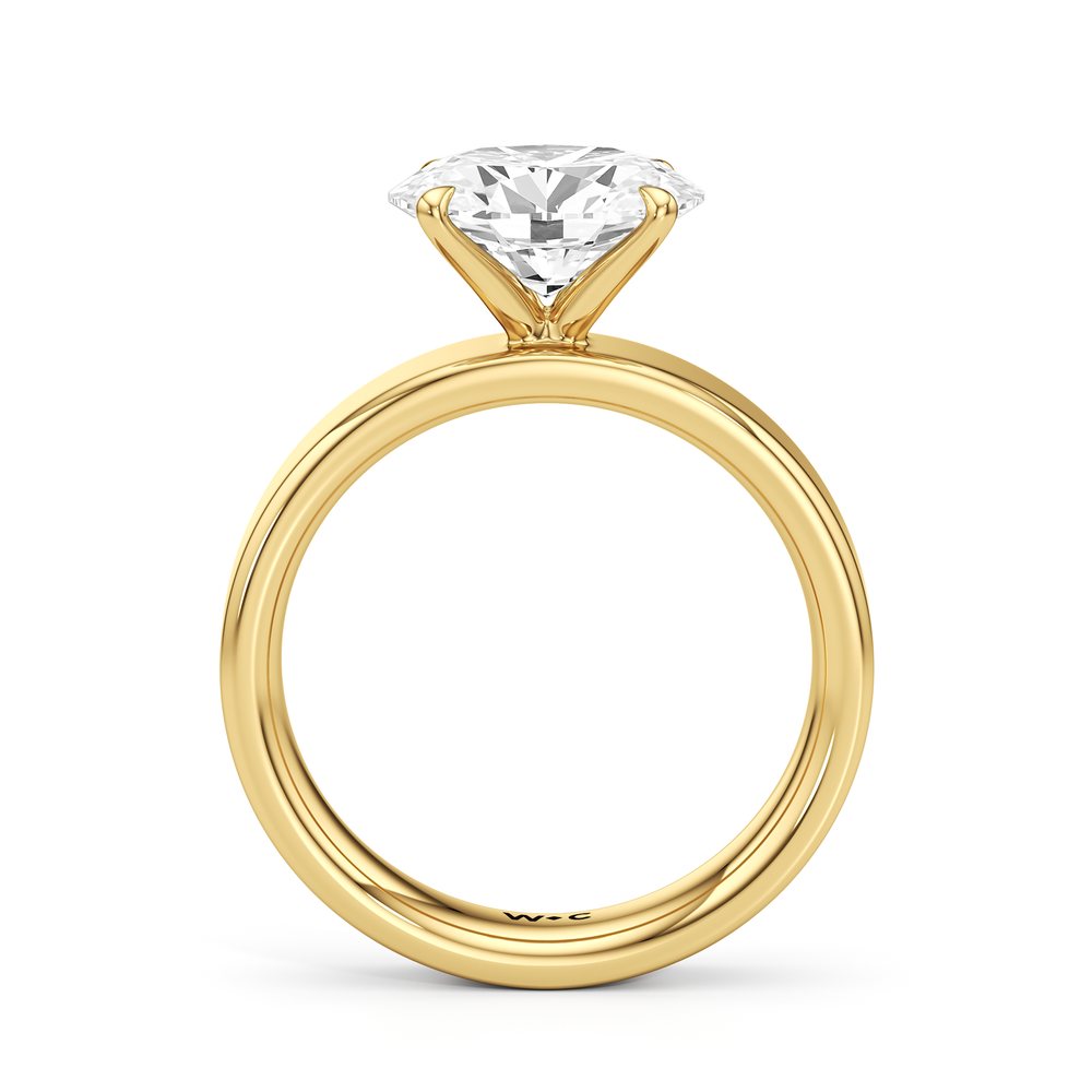 Aurora Wide Band Engagement Ring with West Oval Cut Diamond in 14KT Yellow Gold view 2
