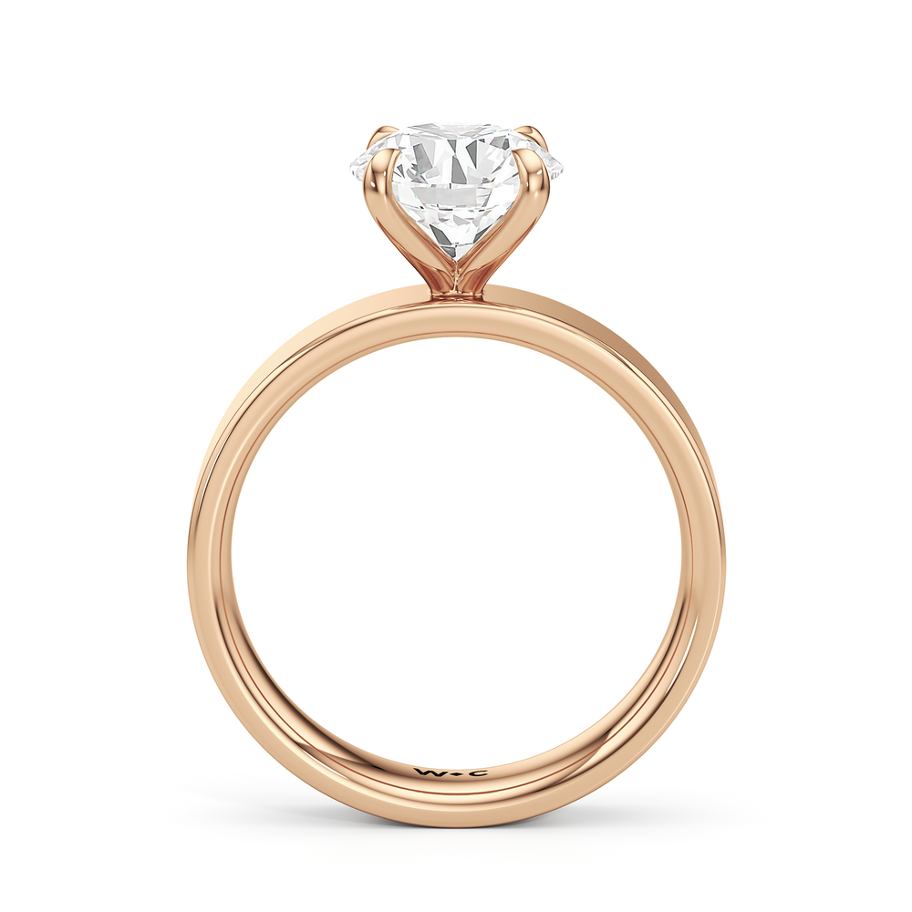 Aurora Wide Band Engagement Ring with Round Cut Diamond in 14KT Rose Gold view 2

