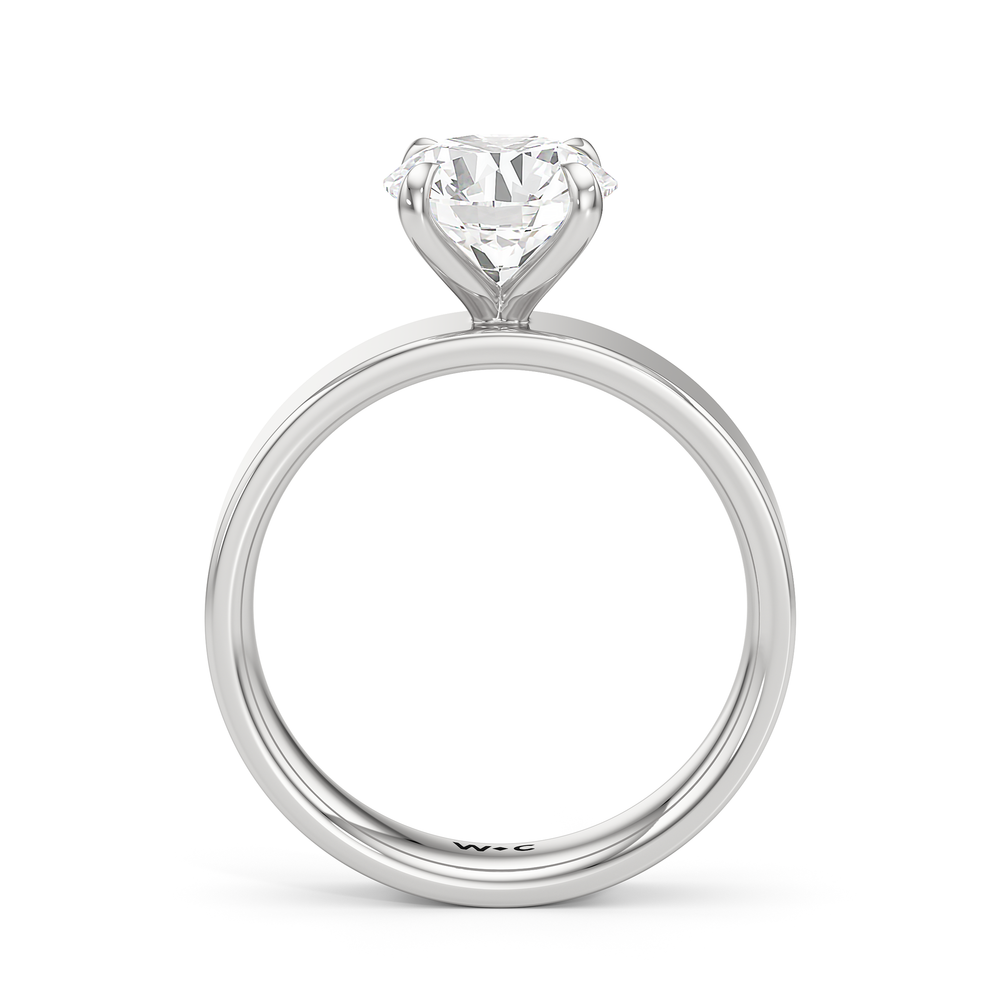 Aurora Wide Band Engagement Ring with Round Cut Diamond in 14KT Platinum view 2
