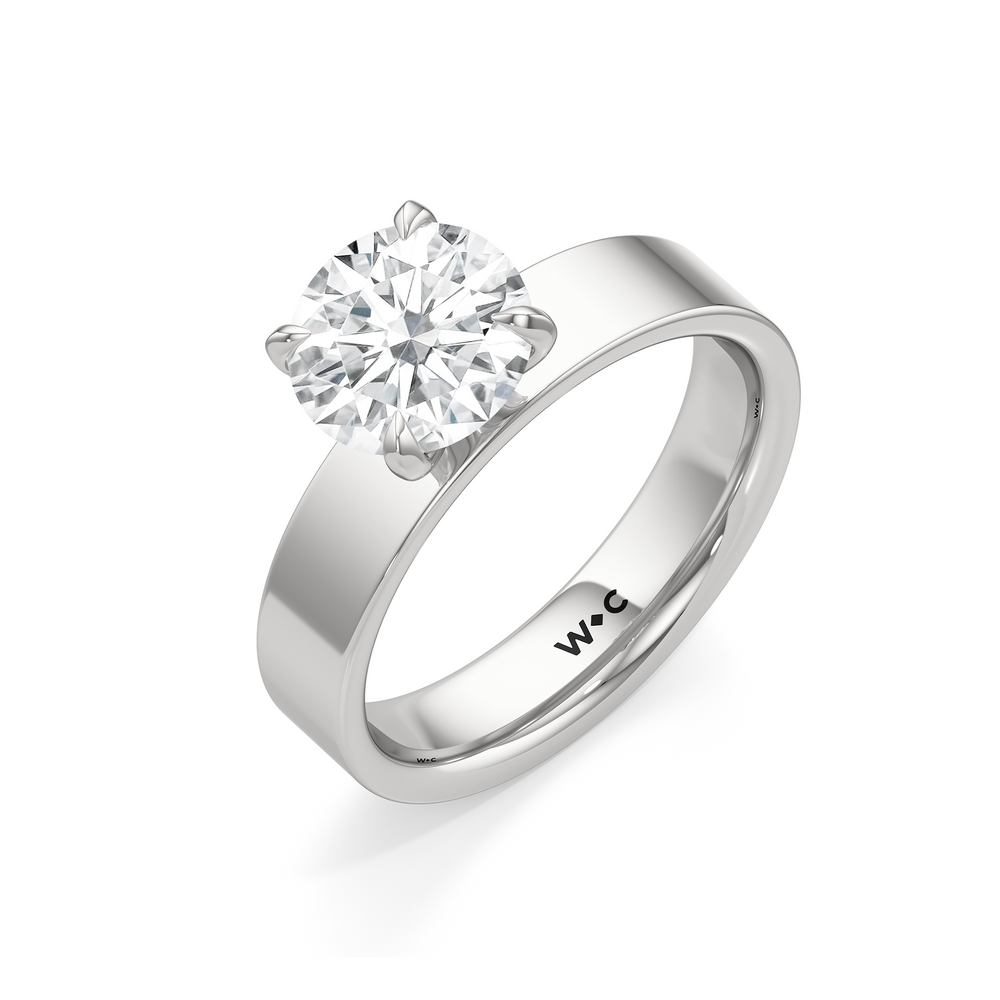 Aurora Wide Band Engagement Ring with Round Cut Diamond in 14KT Platinum view 3
