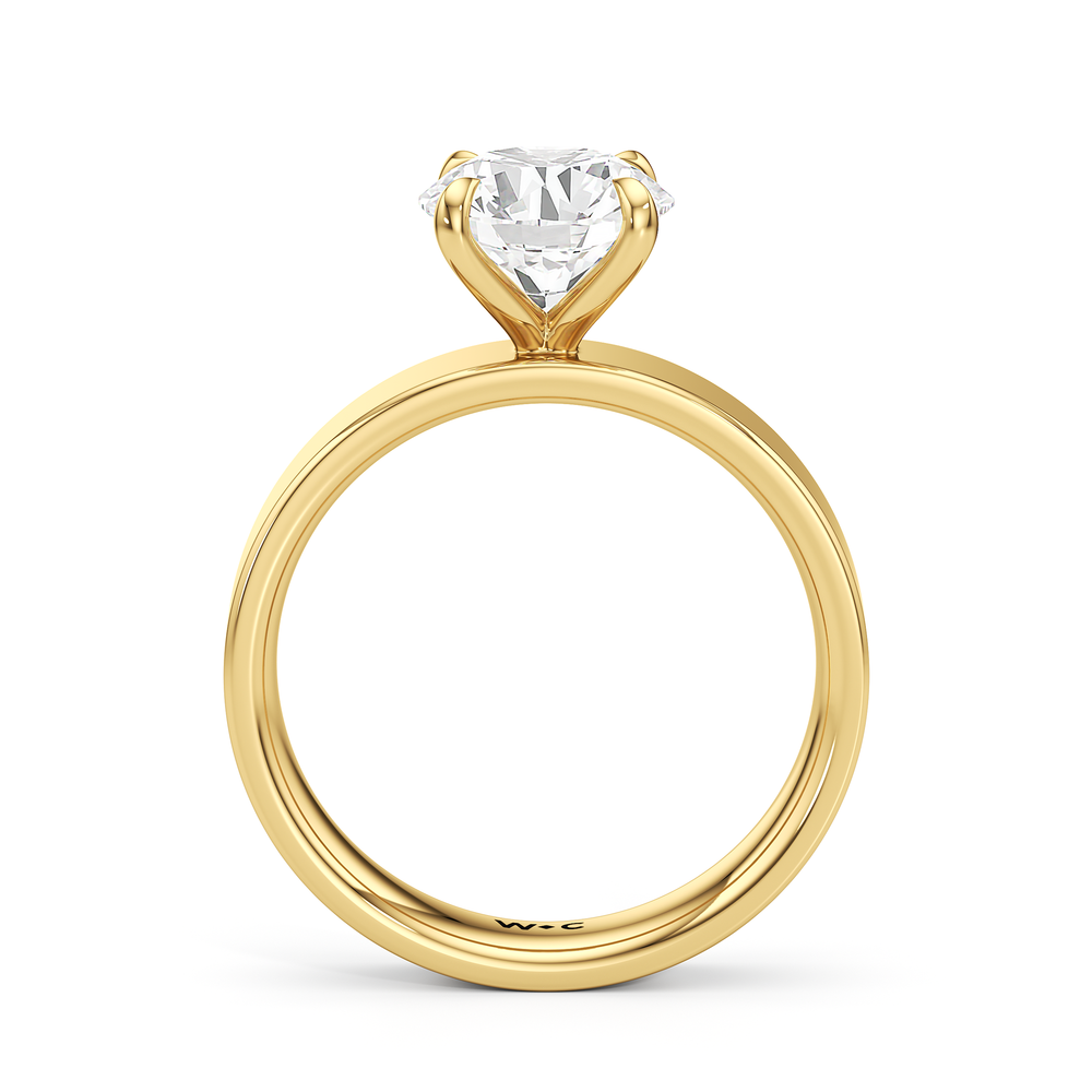 Aurora Wide Band Engagement Ring with Round Cut Diamond in 14KT Yellow Gold view 2
