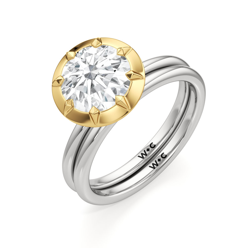 The Solenne Engagement Ring with Oval Cut Diamond in 14KT White & Yellow Gold view 4
