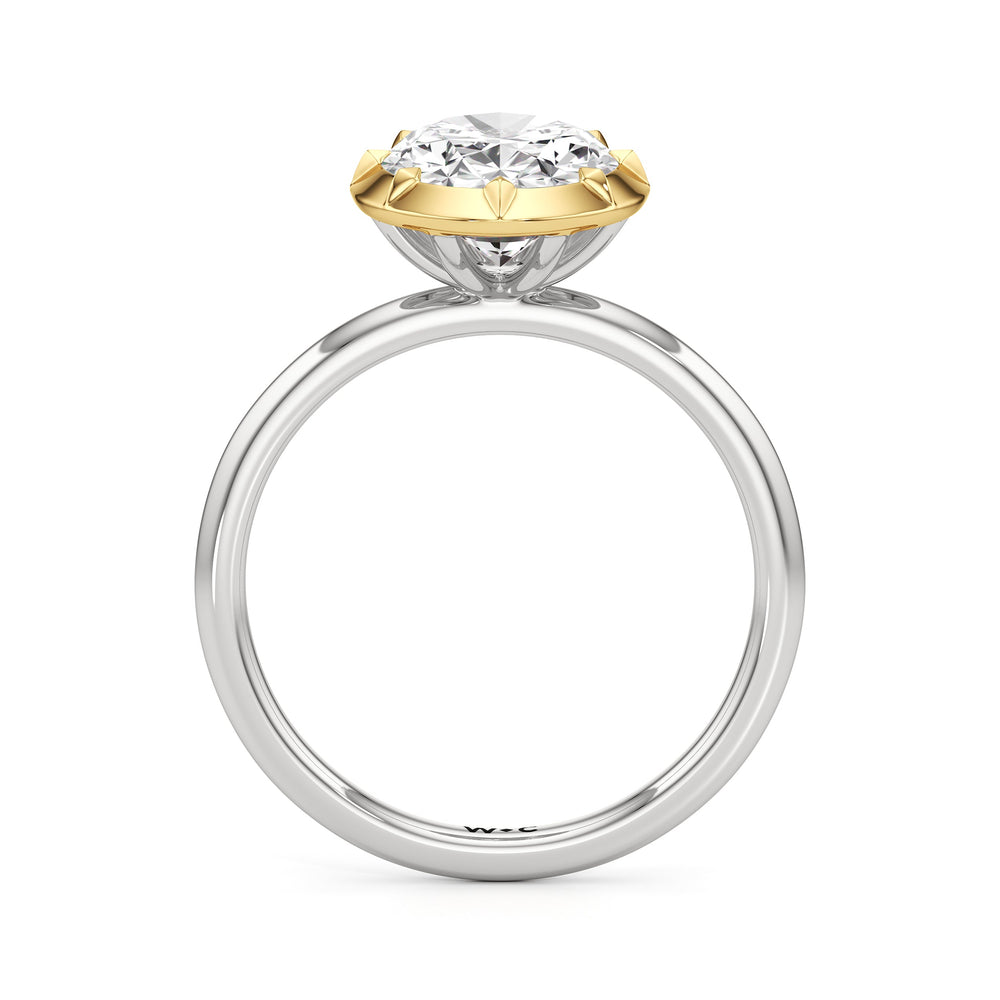 The Solenne Engagement Ring with Oval Cut Diamond in 14KT White & Yellow Gold view 2

