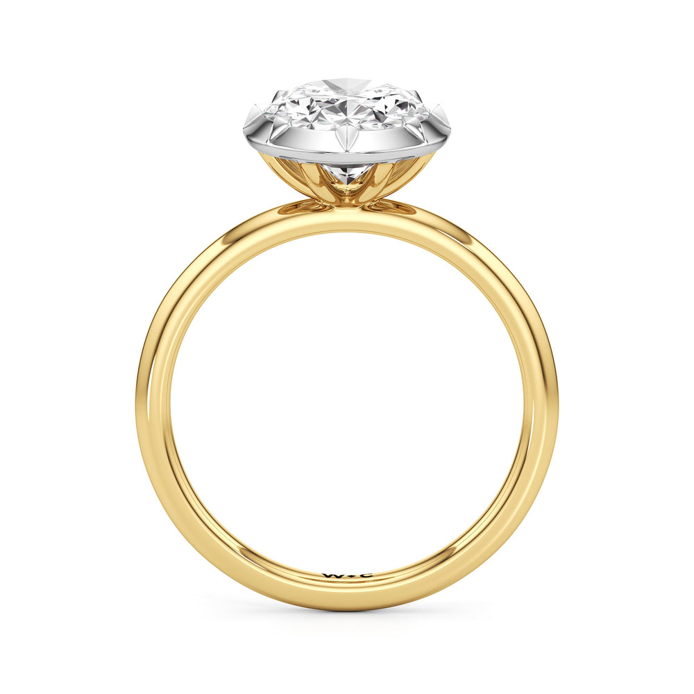 The Solenne Engagement Ring with Oval Cut Diamond in 14KT Yellow & White Gold view 2
