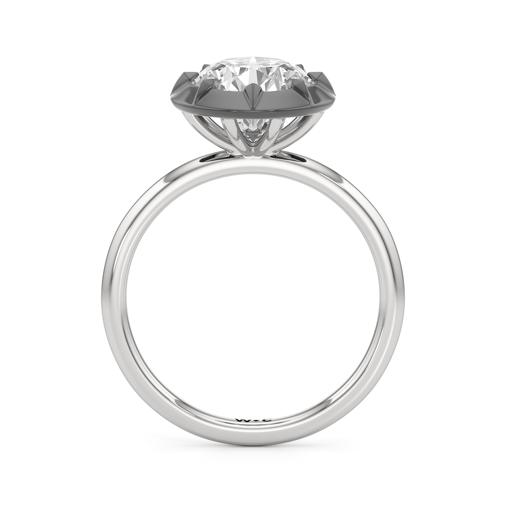 The Solenne Engagement Ring with Round Cut Diamond in 14KT White & Black Gold view 2
