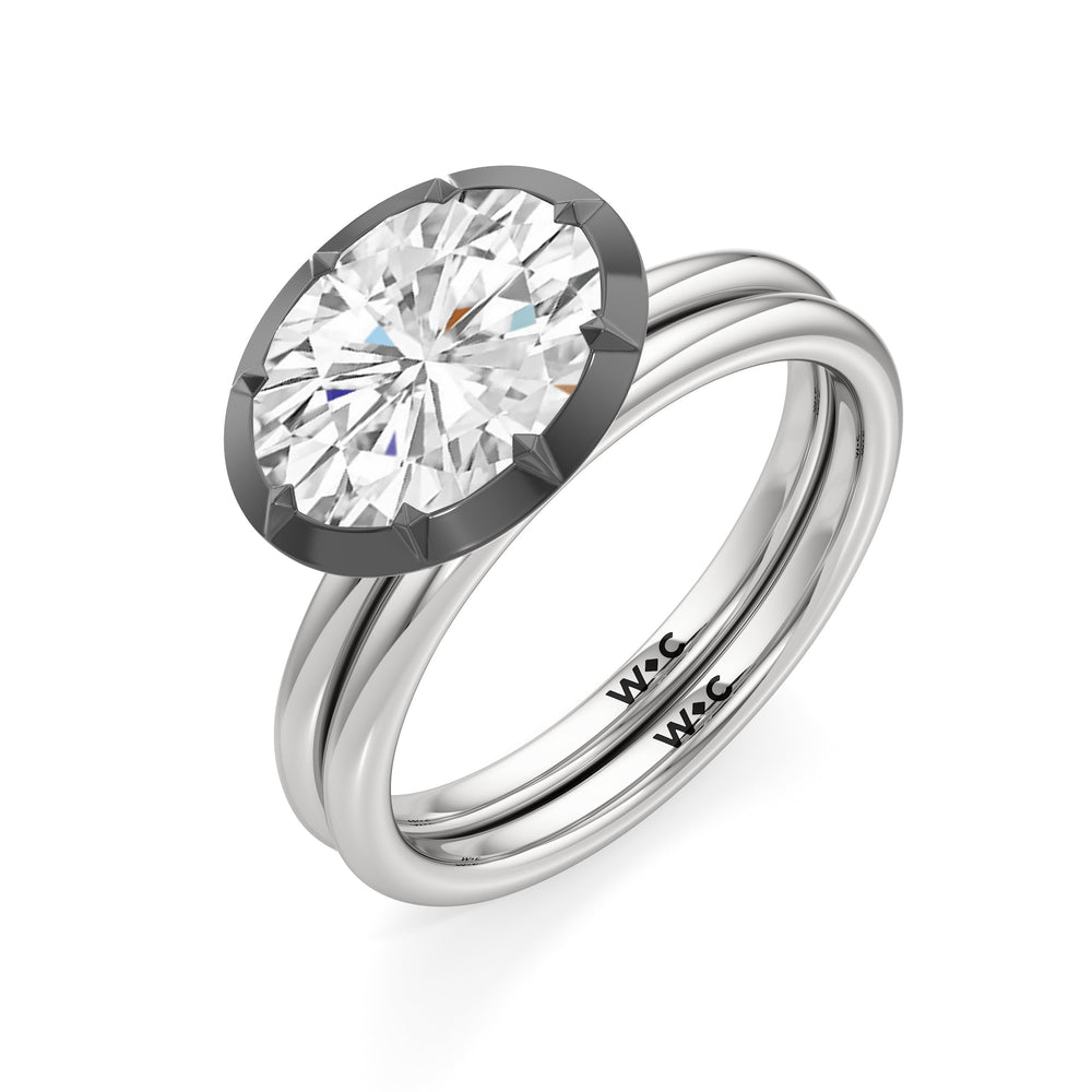 The Élodie Engagement Ring with West Radiant Cut Diamond in 14KT White & Black Gold view 4
