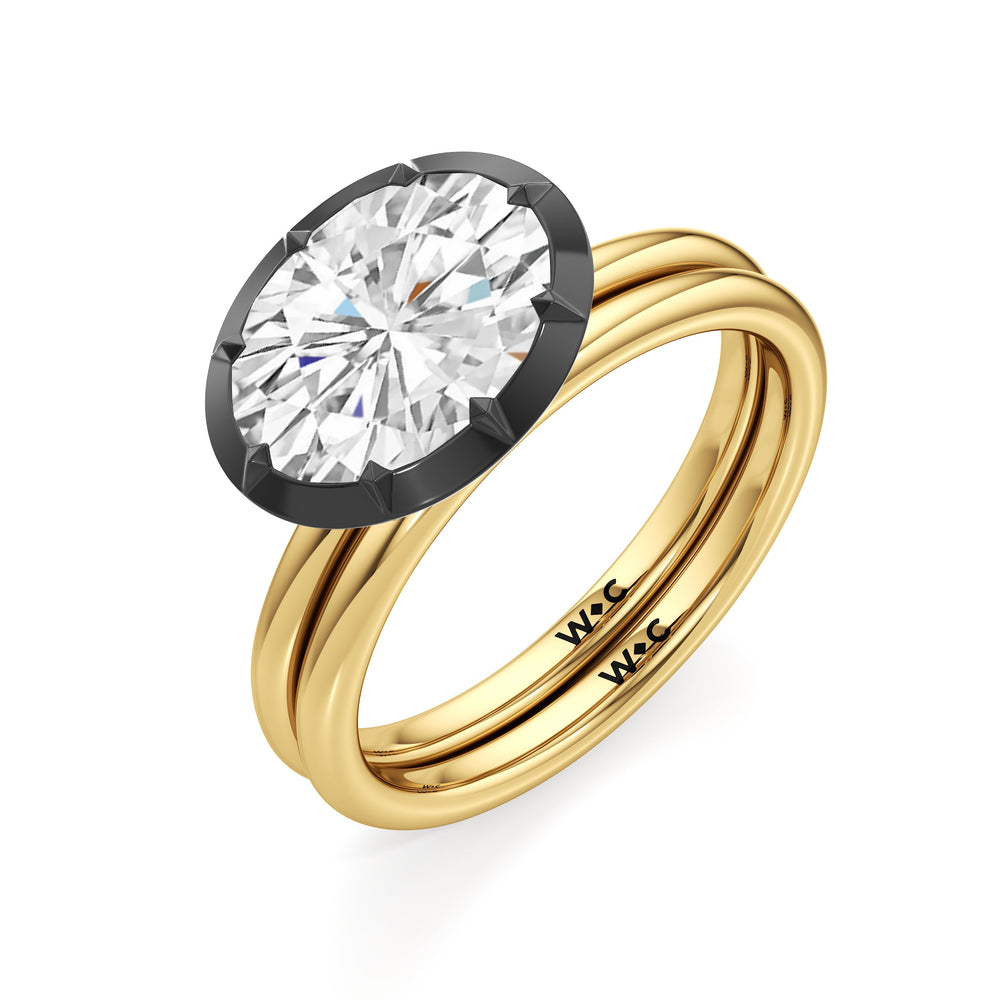 The Élodie Engagement Ring with West Oval Cut Diamond in 14KT Yellow & Black Gold view 4
